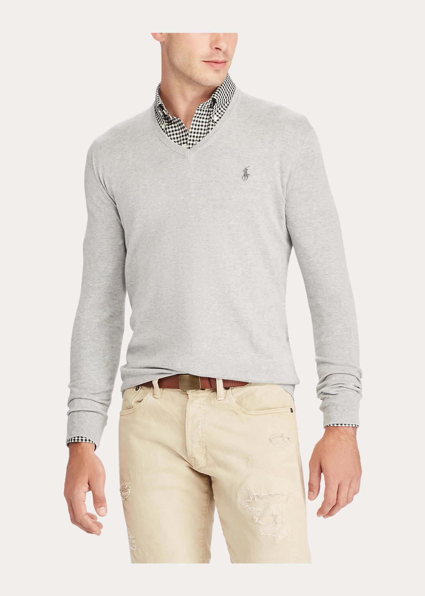Slim Fit Cotton V-Neck Sweater - Pearl Brands